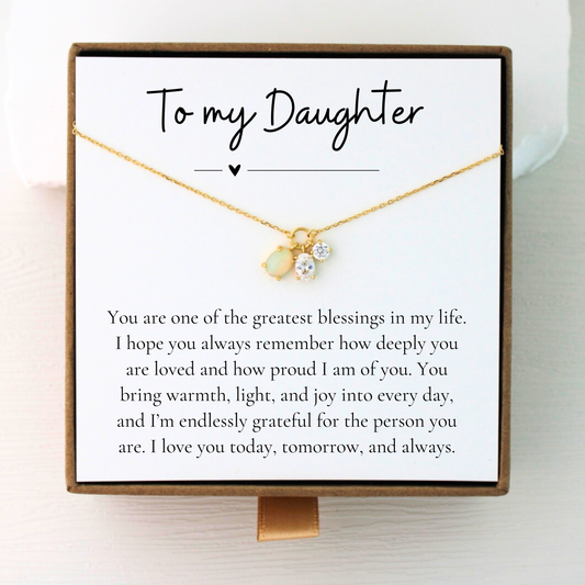To My Daughter Moonstone Diamond Necklace
