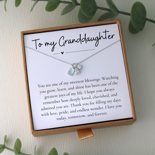 To My Granddaughter Moonstone Diamond Necklace