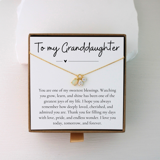 To My Granddaughter Moonstone Diamond Necklace